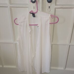 H&M White Sleeveless Blouse with Mandarin Collar